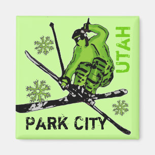 Imã Ímã verde do esquiador do tema de Park City Utá