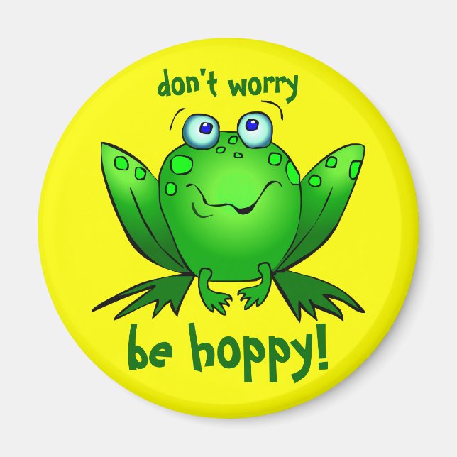 Imã Ímã Verde Sapo Não se Preocupe Seja Feliz (Frente)