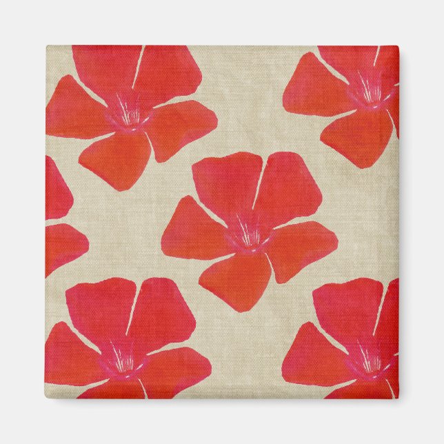 Imã Ímã vermelho do teste padrão de flores (Frente)