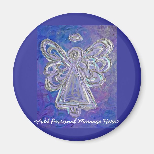 Imã Imagem Anjo Roxo com Mensagem Personalizada (Frente)