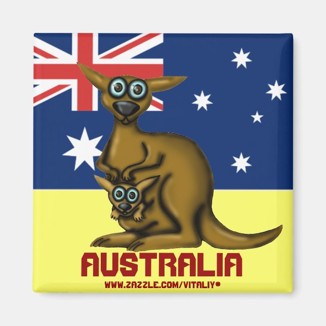 Imã Imagem canguru-australiana engraçada (Frente)