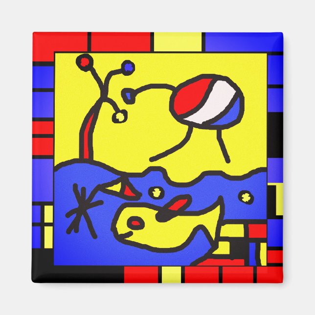 Imã Imagem com peixes da arte moderna (Frente)