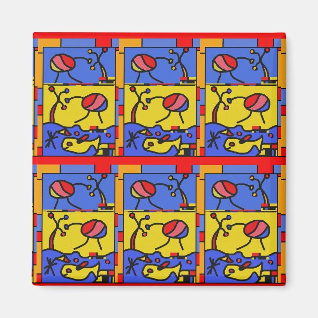 Imã Imagem com peixes da arte moderna (Frente)