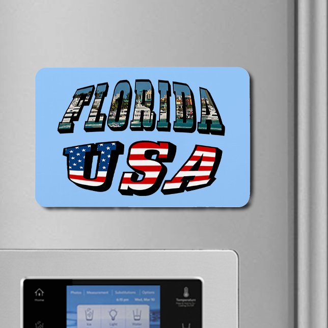 Ímã Imagem da Flórida e Texto de Sinalizador dos EUA (Florida Picture and USA Flag Text Flexible Magnet)