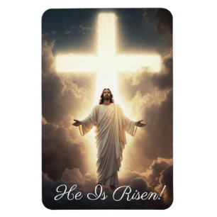 Ímã Imagem da Ressurreição Jesus nas Nuvens Saudações