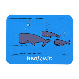 Ímã Imagem das baleias de desenho animado migrante em