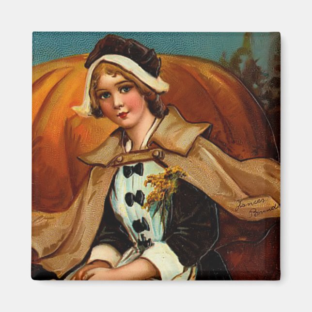 Imã Imagem de Ação de Graças Vintage (Frente)