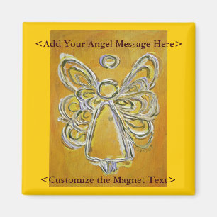 Imã Imagem de Anjo Amarelo com Mensagem Personalizada