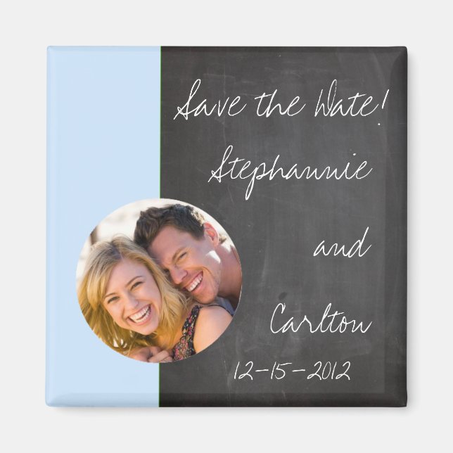 Imã Imagem de Anúncio de Casamento Azul Chalkboard (Frente)