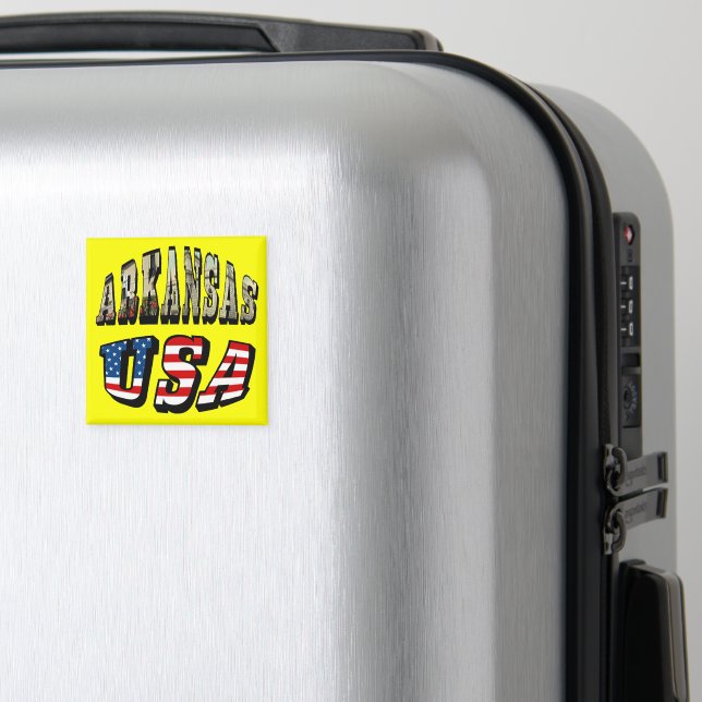 Imã Imagem de Arkansas e Texto de Sinalizador EUA (In Situ (Luggage))