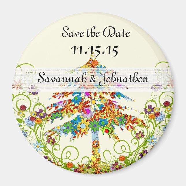 Imã Imagem de Casamento de Árvore Flor de Pinos (Frente)