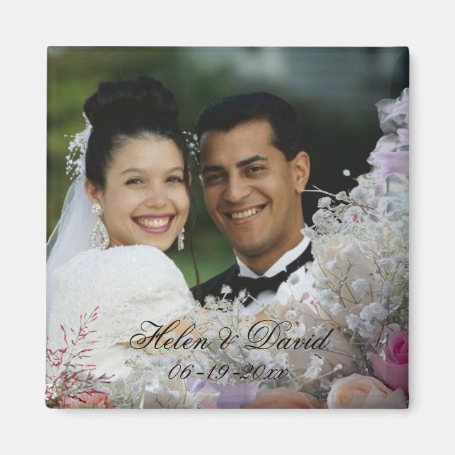Imã Imagem de Casamento de Foto Floral (Frente)