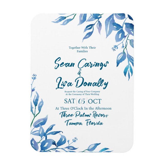 Ímã Imagem de Convite Azul Profundo (Vertical)