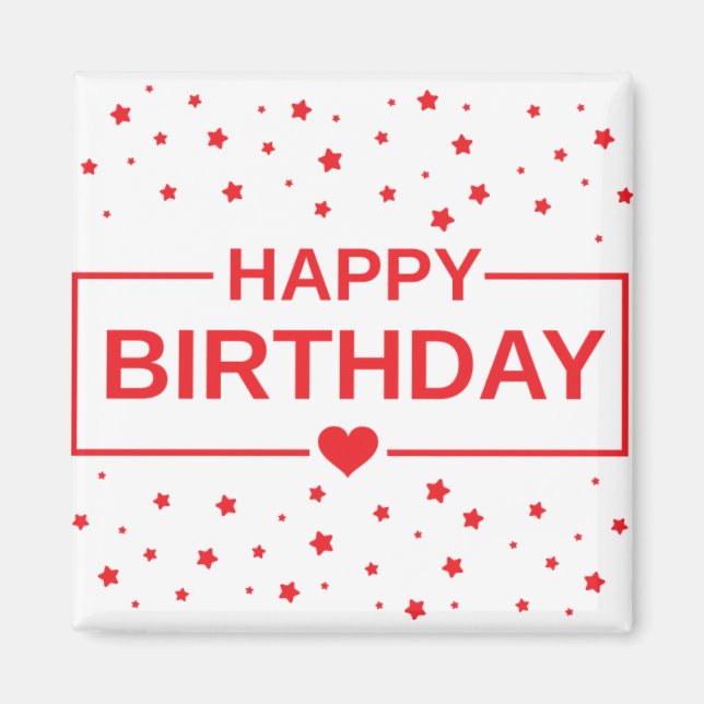 Imã Imagem de corações de feliz aniversário (Frente)