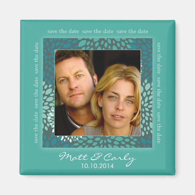 Imã Imagem de Data de Salvamento da Turquesa de Petals (Frente)