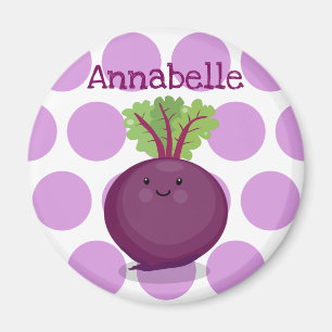 Imã Imagem de desenho animado de beterraba roxa-branca