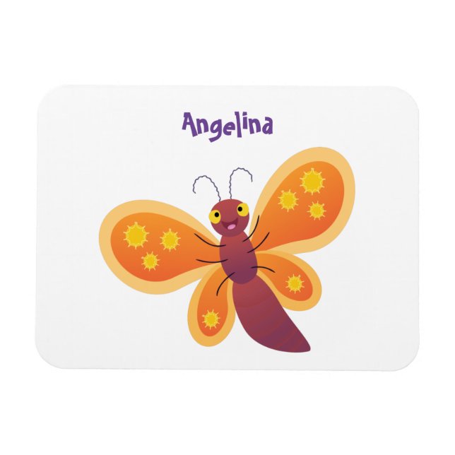 Ímã Imagem de desenho animado de borboleta laranja fel (Horizontal)