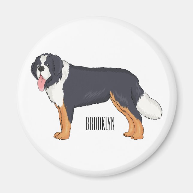Imã Imagem de desenho animado de cão da montanha Berne (Frente)