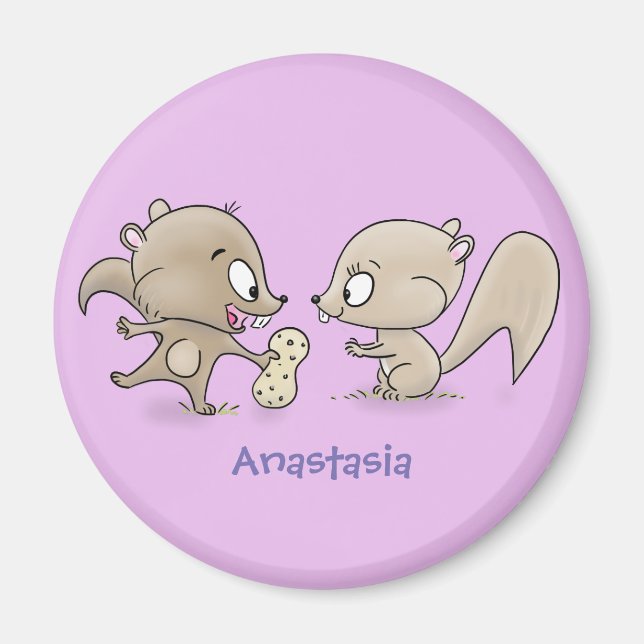 Imã Imagem de desenho animado de esquilos engraçados (Frente)