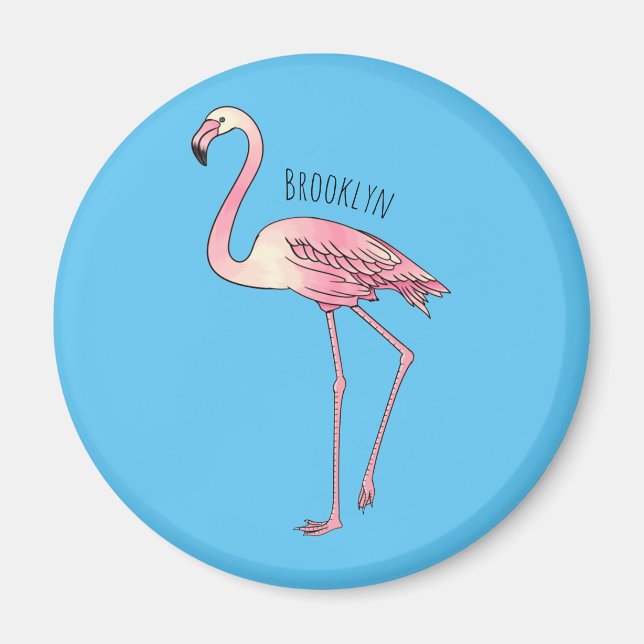 Imã Imagem de desenho animado de pássaro Flamingo (Frente)