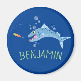 Imã Imagem de desenho animado de pesca faminto em Barr