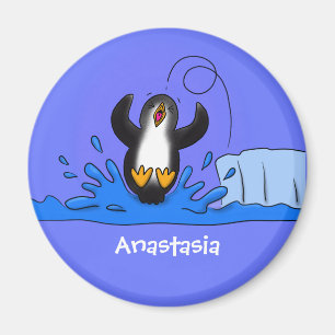 Imã Imagem de desenho animado de pinguim de salto feli