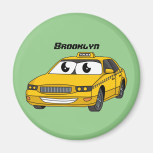 Imã Imagem de desenho animado de táxi amarelo bonito 