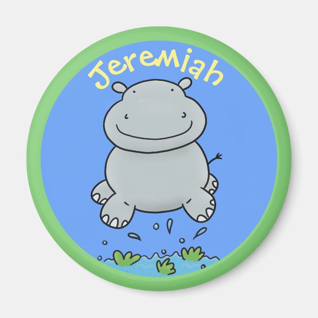 Imã Imagem de desenho animado de um bebê hippo bonito (Frente)