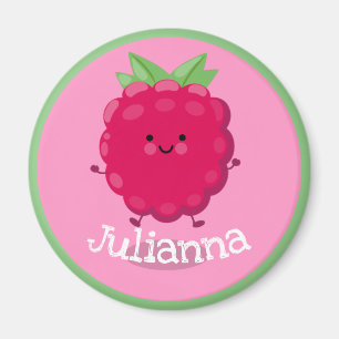 Imã Imagem de desenho animado rosa de framboesa vermel