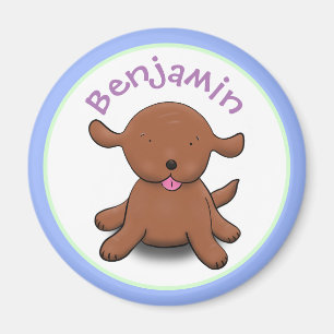 Imã Imagem de desenho azul de cachorro feliz e giro