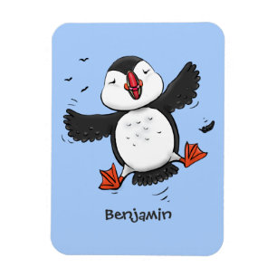Ímã Imagem de desenho azul de desenho de um puffin bra