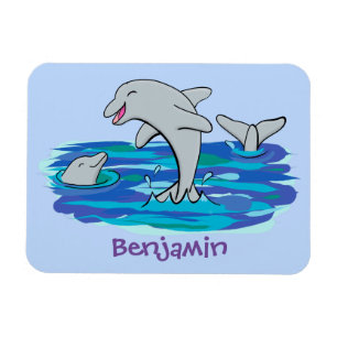 Ímã Imagem de desenhos animados de golfinhos alegres e
