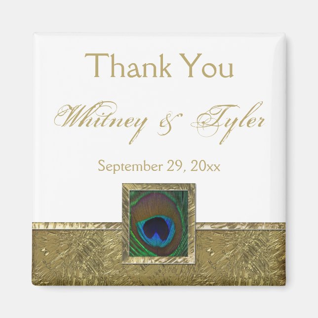 Imã Imagem de Favor de Casamento de Penas Branca, Dour (Frente)