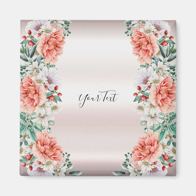 Imã Imagem de Flor de Peony Watercolor (Frente)