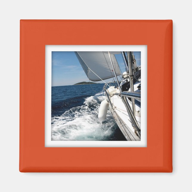 Imã Imagem de Foto Personalizável Laranja Escuro (Frente)