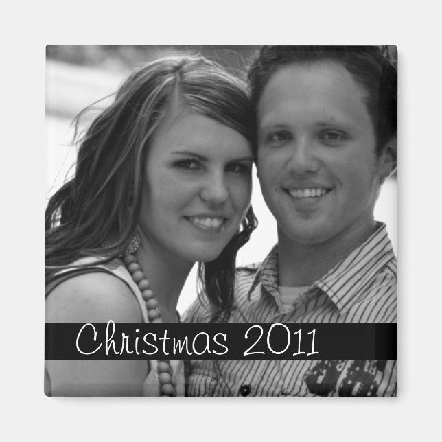 Imã Imagem de Fotos de Feriado de Natal em Black Strip (Frente)