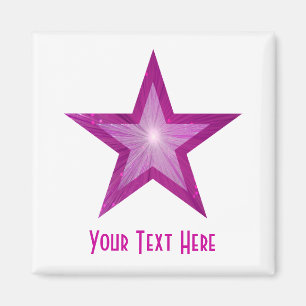 Imã Imagem de geladeira 'Seu texto' em estrela rosa, b