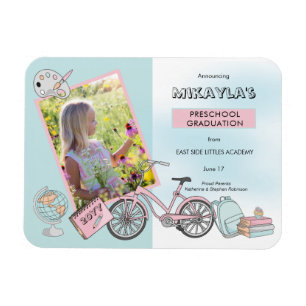 Ímã Imagem de Graduação Azul Cor-de-Rosa Pintada na 