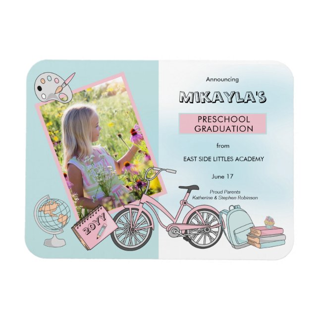 Ímã Imagem de Graduação Azul Cor-de-Rosa Pintada na Pr (Horizontal)