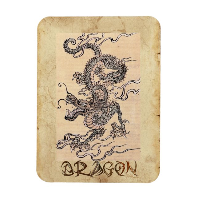 Ímã Imagem de História da Arte Japonesa do Dragão Vint (Vertical)