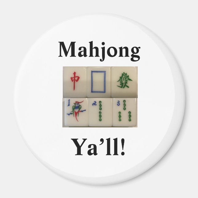 Imã Imagem de Mahjong engraçada com azulejos de bambu (Frente)
