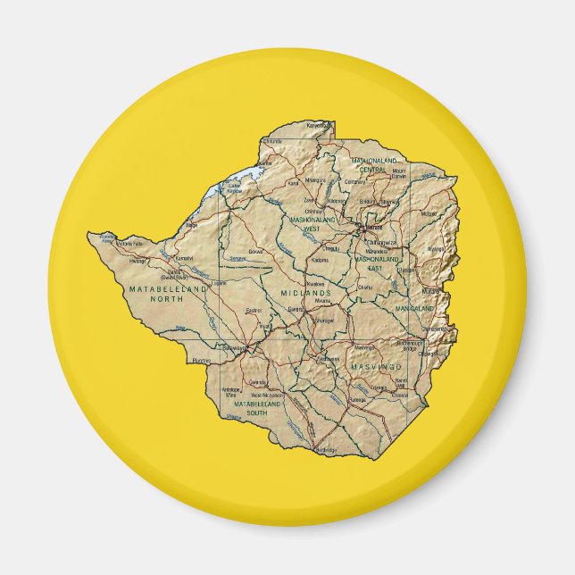 Imã Imagem de Mapa do Zimbabué (Frente)