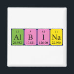 Imã Imagem de mesa periódica de Albina<br><div class="desc">Albina se soletrava como Al B I Na (Aluminium Boron Iodine Sodium) num ímã para o cientista em você. Não consegues encontrar o que queres?</div>