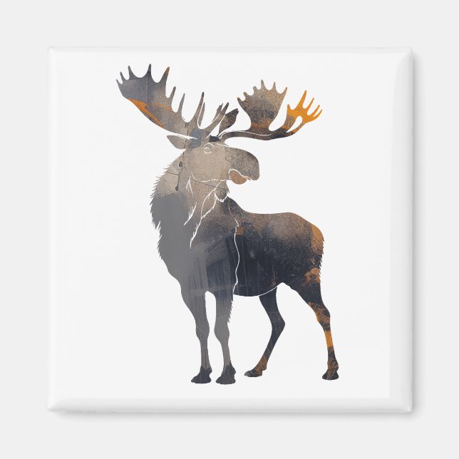 Imã Imagem de Moose Wildlife Natureza Silhouette Joy (Frente)