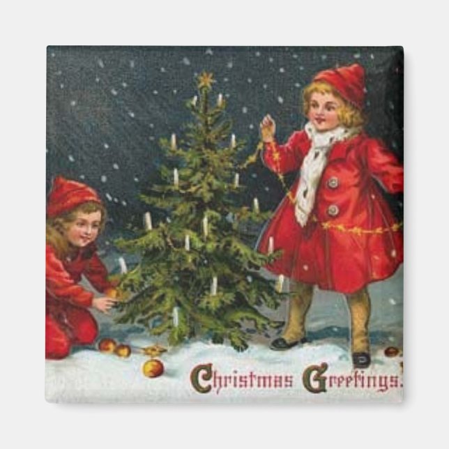 Imã Imagem de Natal das Crianças Vitorianas (Frente)