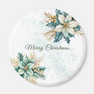Imã Imagem de Natal Floral de Teal de Água