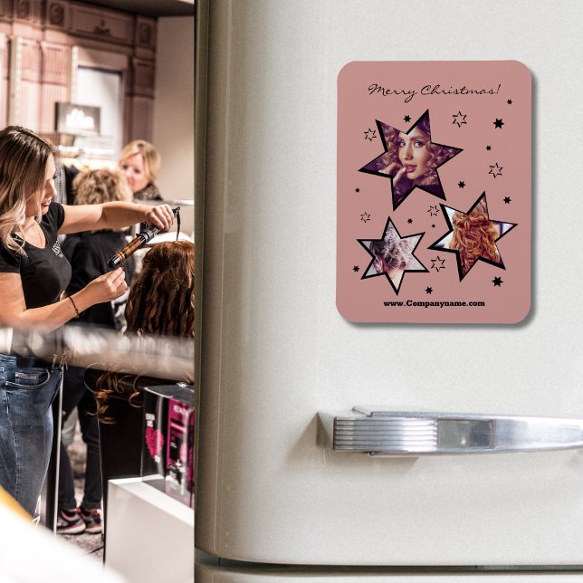 Ímã Imagem de Natal Personalizada Stary Hairstylist (Hairstylist Starry Custom Photos Christmas Magnet)