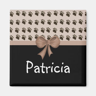 Imã Imagem de Nome Personalizado da Pata de Cães