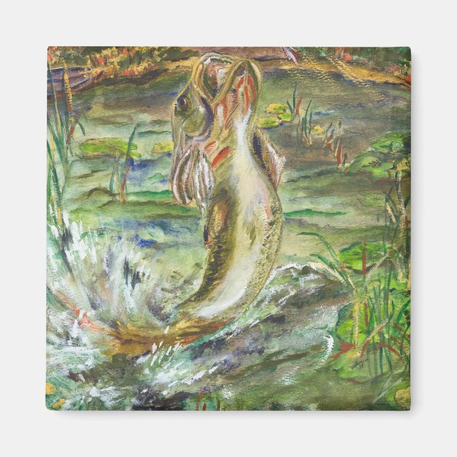 Imã Imagem de Peixe de Aquarela (Frente)