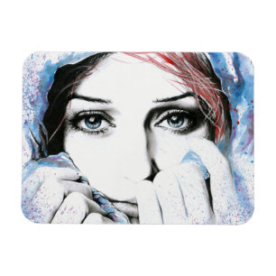 Ímã Imagem de pintura aquosa Retrato da garota Imagem